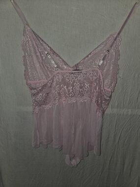 Lace & Mesh Chemise in Dusty Pink - Women's Intimates